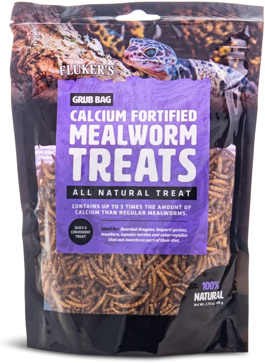 Fluker's Grub Bag Calcium Fortified Mealworm Treats front view packaging