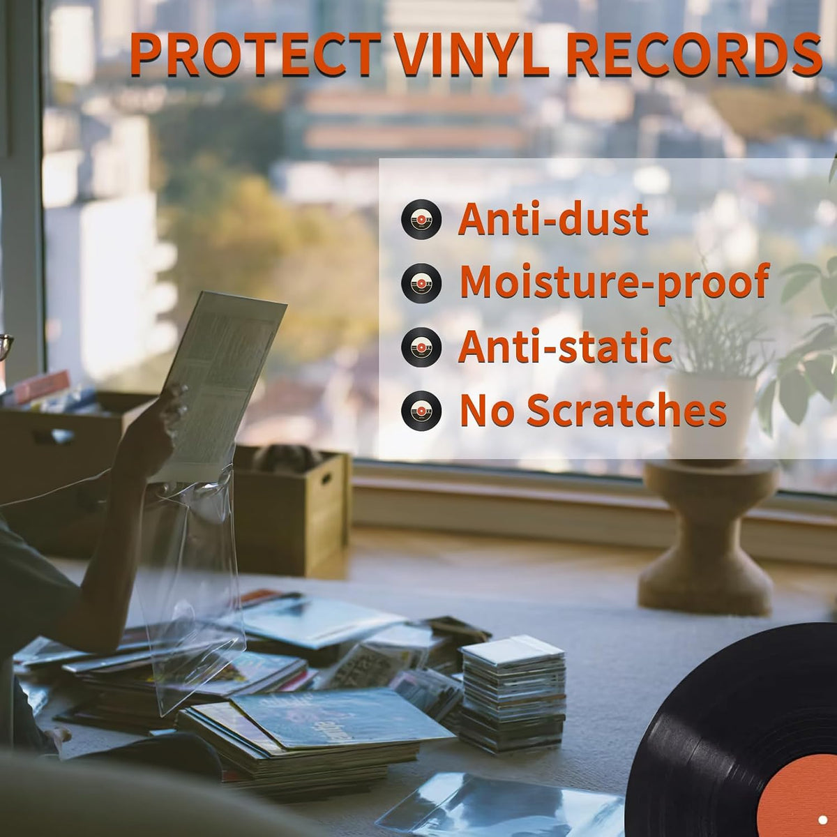 Demonstration of single and double LP fit in record sleeve