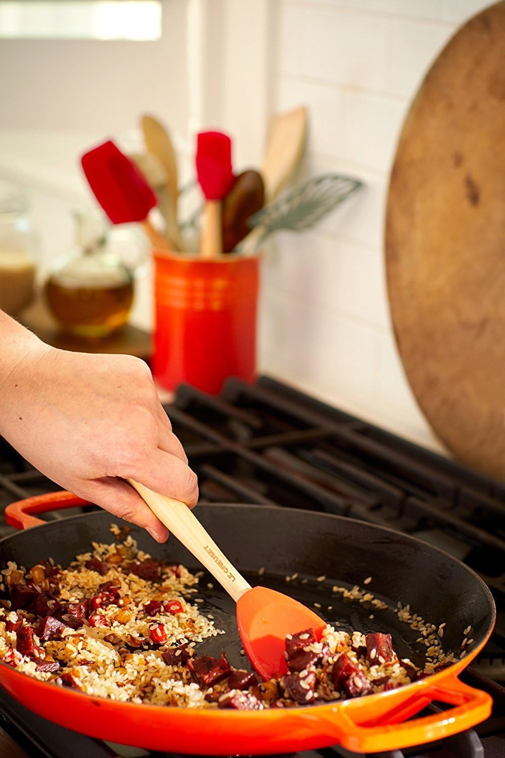 Le Creuset kitchen utensil handle grip detail and branding