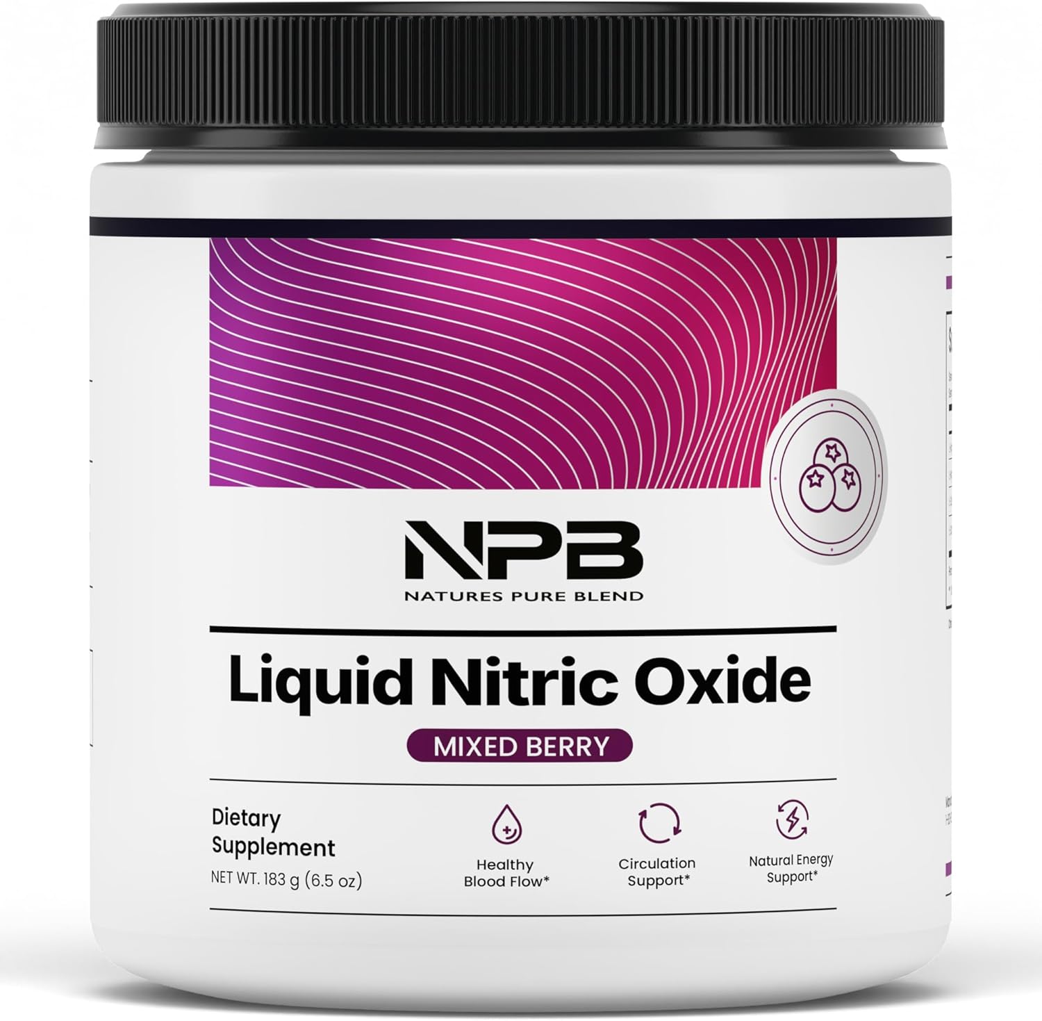 Nature's Pure Blend Liquid Nitric Oxide Supplements for Men - L-Arginine Powder - Nitric Oxide Booster & Circulation Supplement - Blood Flow Support (Mixed Berry Nitric Oxide) - Image 1