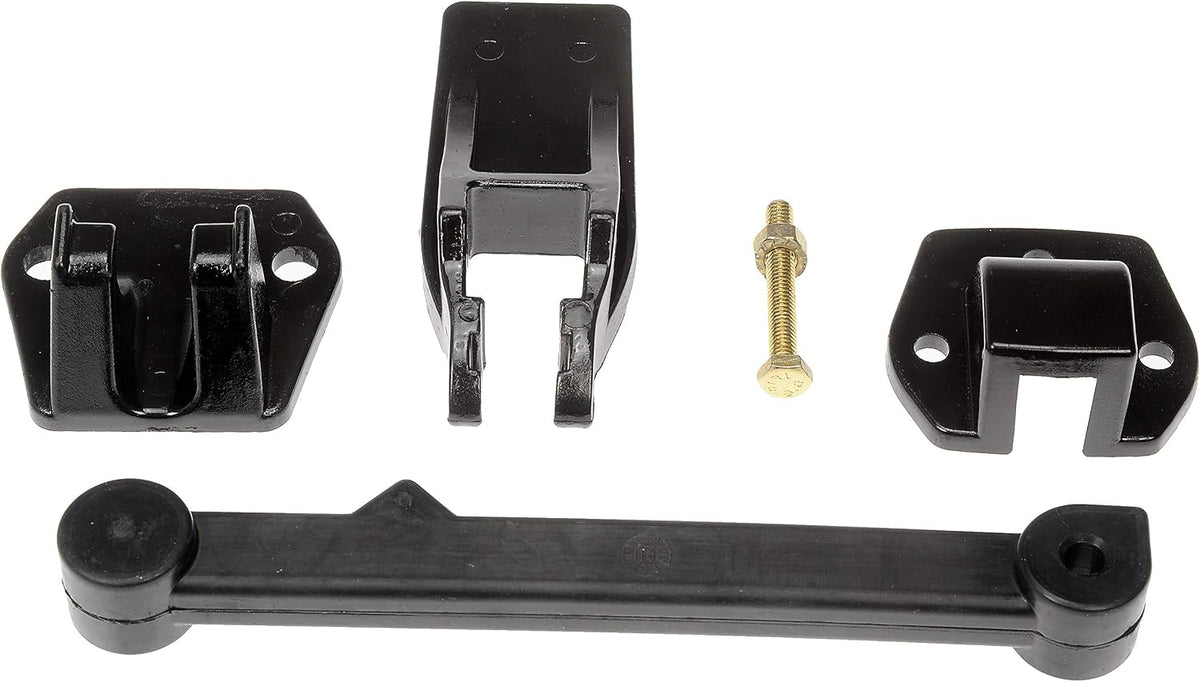 Dorman hood latch assembly mounting bracket and rubber strap components