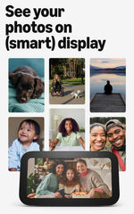 Premium charcoal fabric smart display device angled view