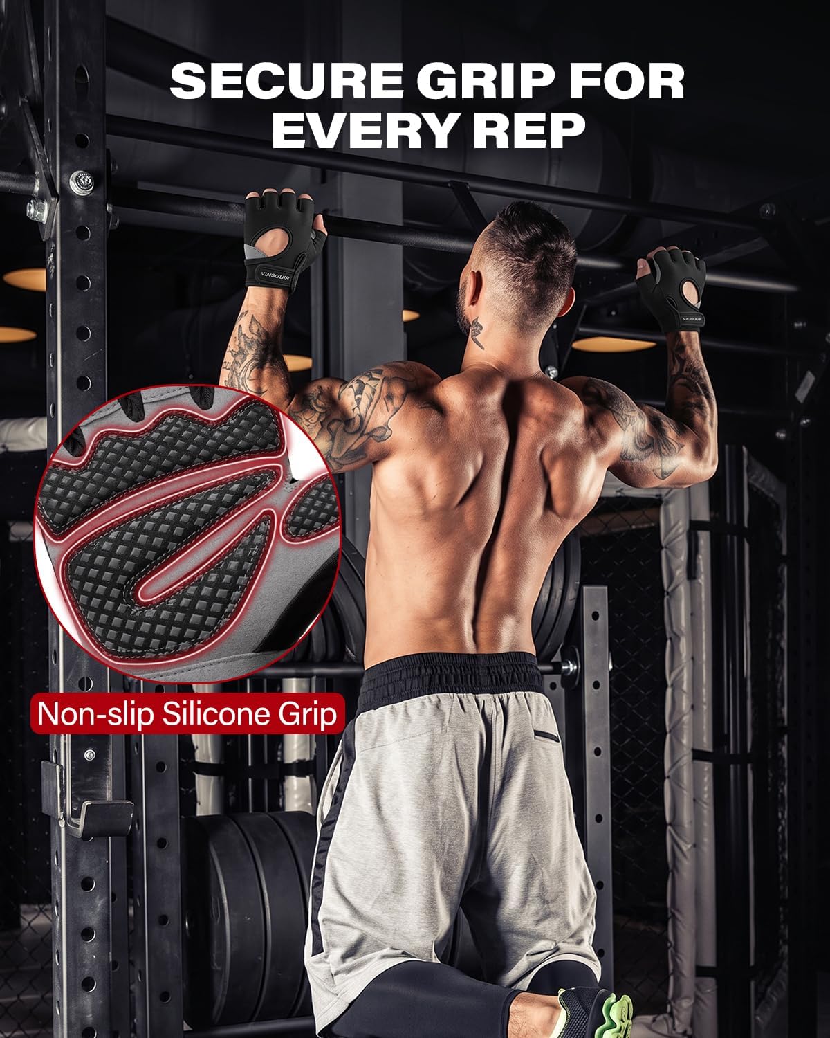 Vinsguir workout gloves breathable open back design