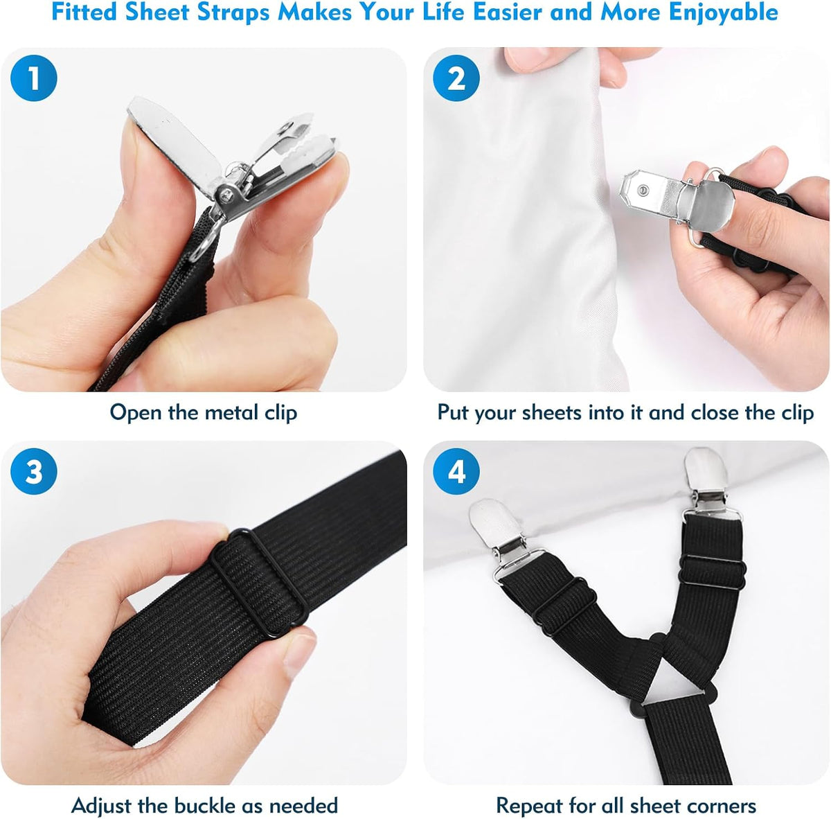 Durable nylon elastic bands for bed sheet securing