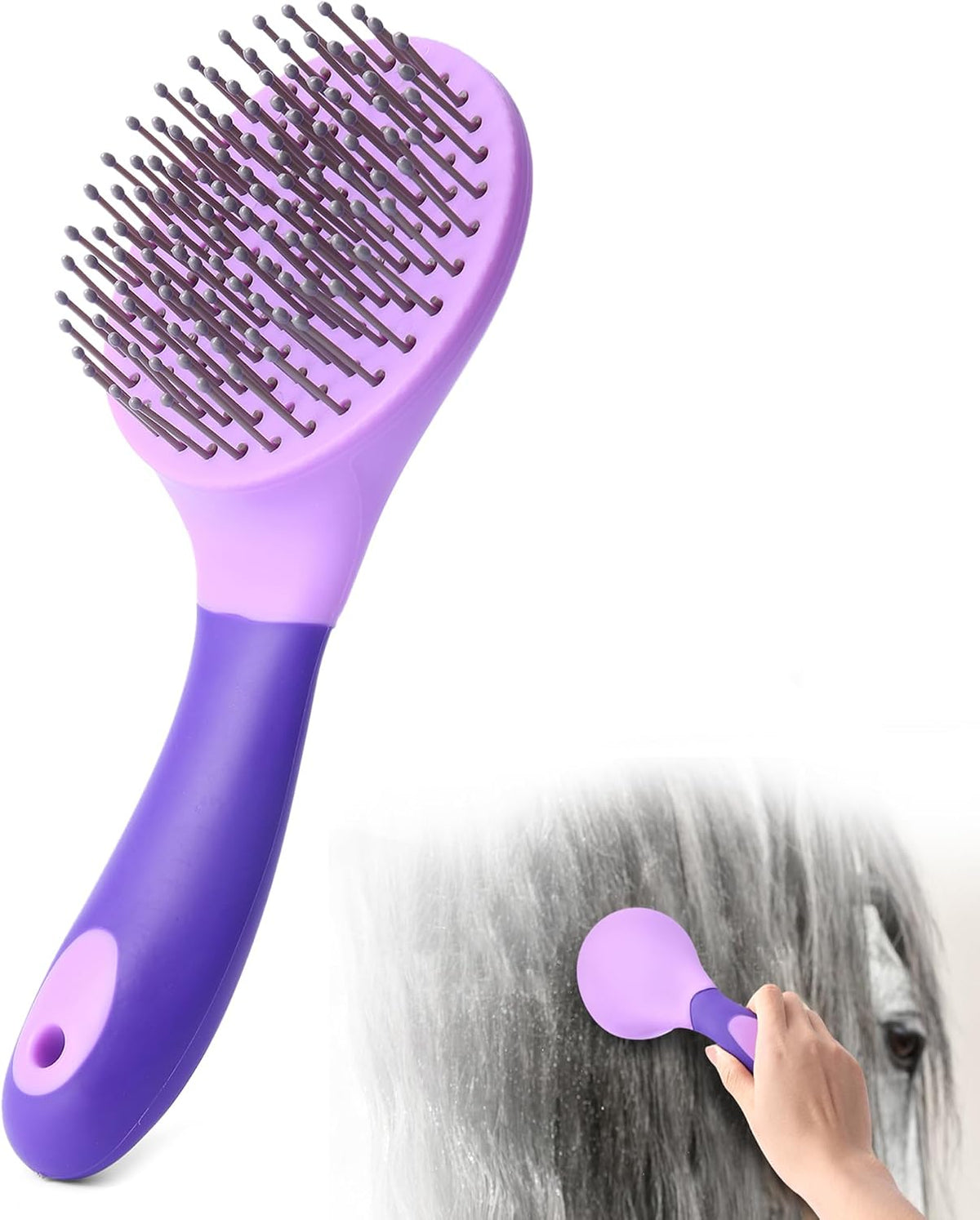 UYLKM Equine Mane and Tail Brush purple front view