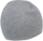Heather grey beanie ribbed knit texture close up