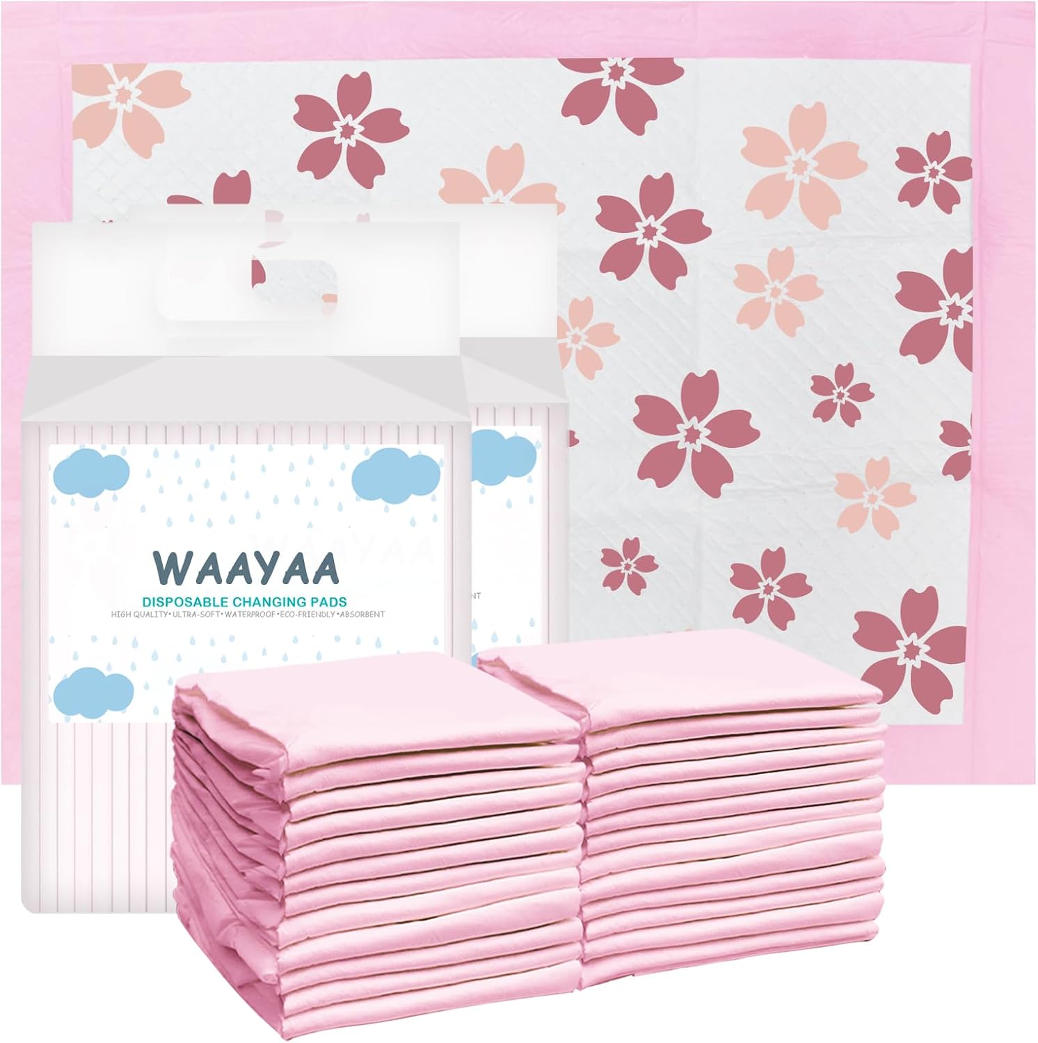 Waayaa disposable changing pads 50 pack front view