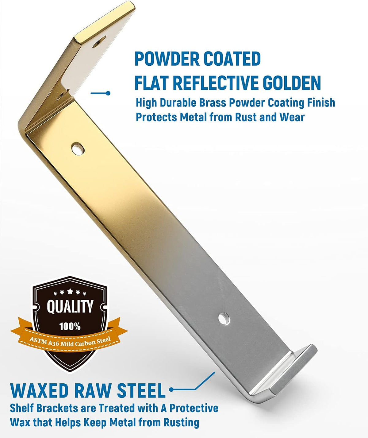 LEOPO golden shelf bracket installed on wall