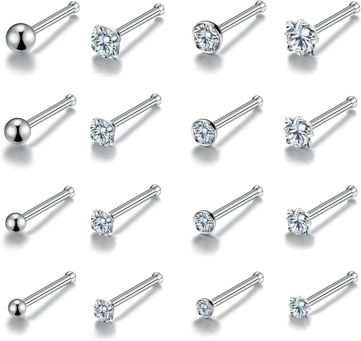16pcs 20g Stainless Steel Nose Stud for Women 20g Nose Ring Surgical Steel for Men Body Piercing Jewelry - Image 13