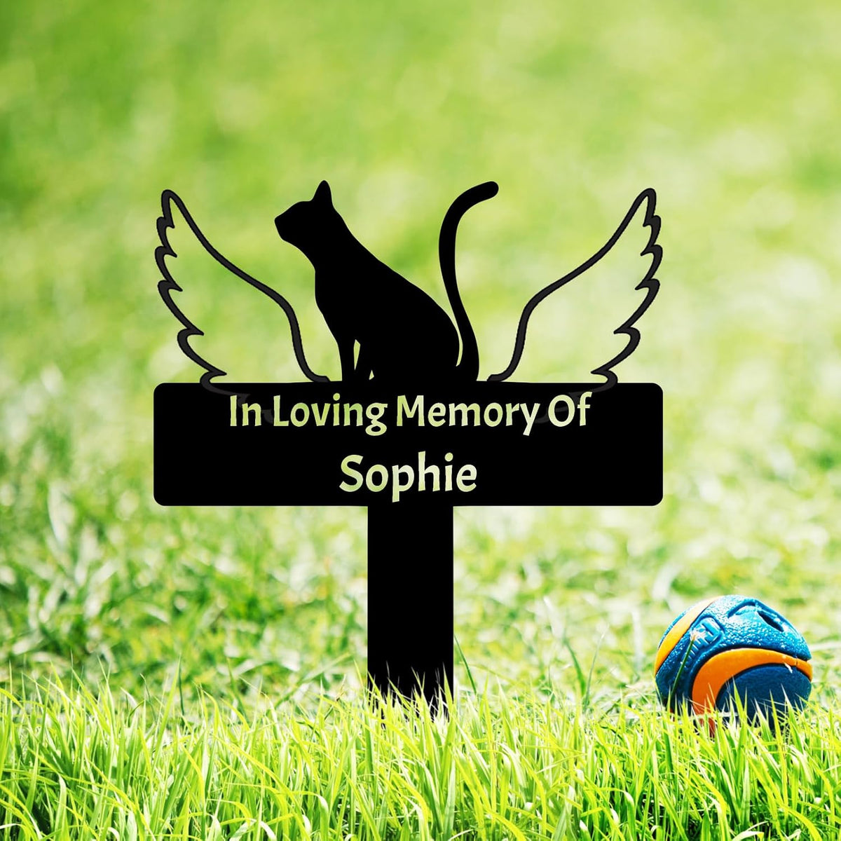 Custom Cat Name Memorial Grave Stake Marker, Personalized Floral Cat Memorial Grave Marker, Customized Flowers Butterfly Cat Memorial Stake Outdoor Metal Grave Plaque Cat Memorial Statue - Image 10