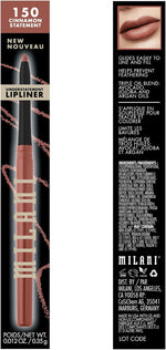Milani creamy long wear lip liner pencil packaging and shade indicator.