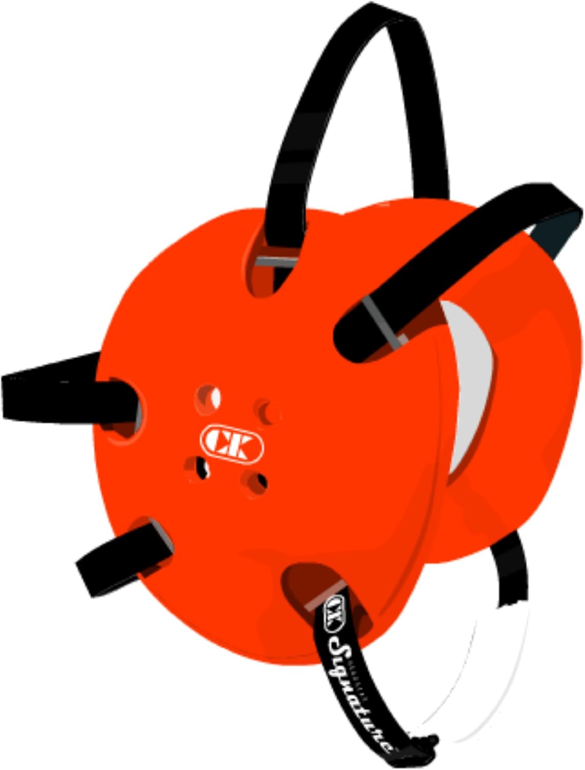 Cliff Keen signature wrestling headgear front view orange and black
