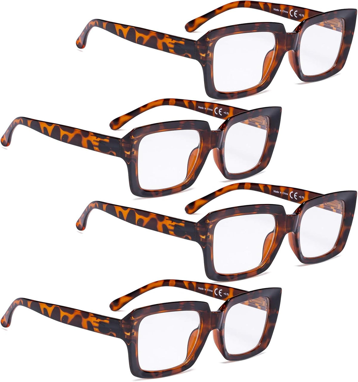 LUR reading glasses front view showcasing tortoise oversized square frame