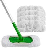HOMEXCEL Reusable Microfiber Mop Pads front view pack of four white cleaning refills