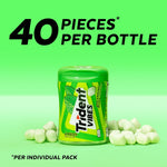 Side view of Trident Vibes Spearmint Rush 40 piece bottle highlighting the sugar free nutritional information