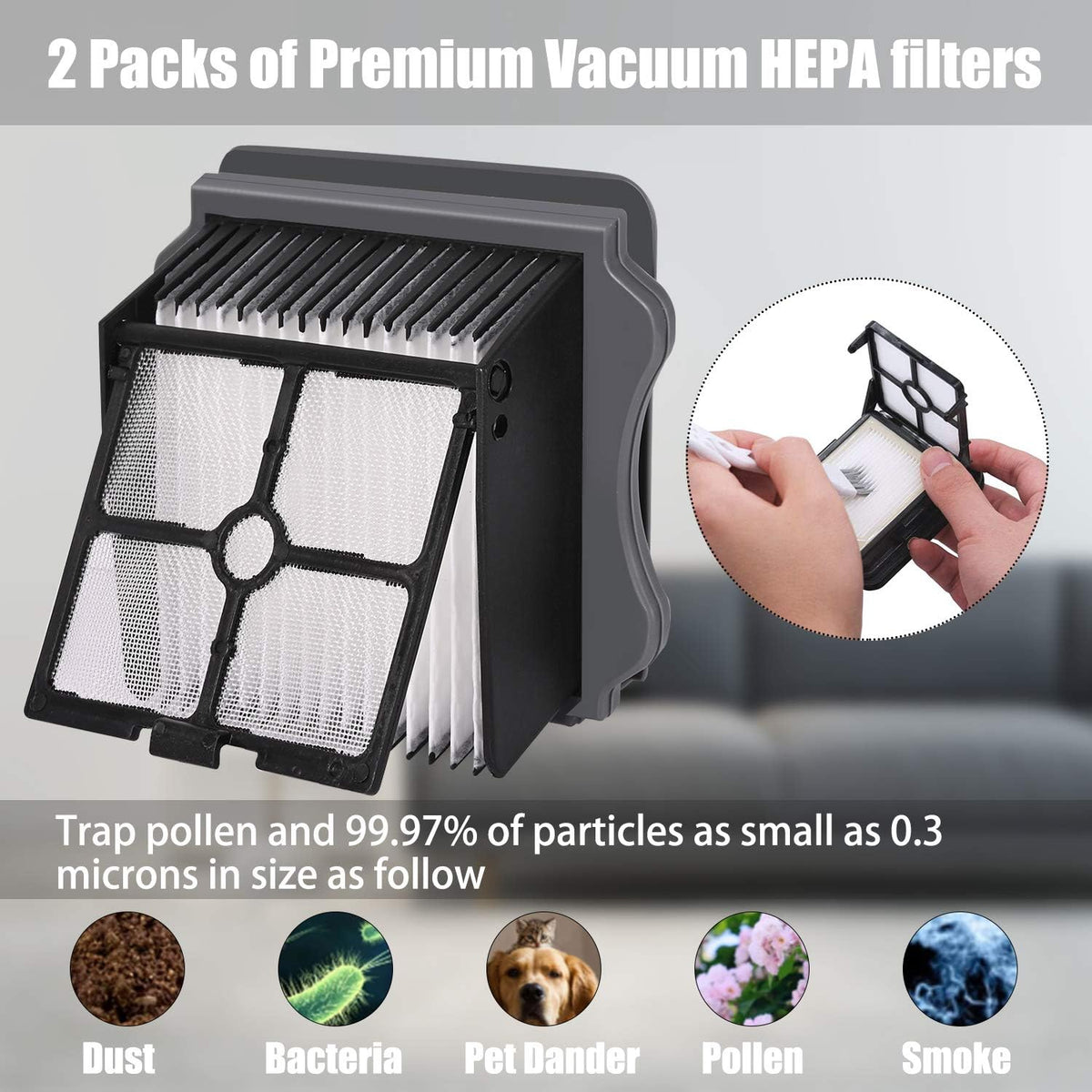Replacement Brush Roller and Vacuum Filter Compatible with iFloor 3/iFloor One S3 Cordless Wet Dry Vacuum Cleaner (3 Brush Roller+3 HEPA Filters) - Image 4
