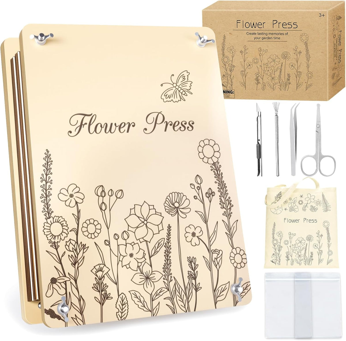 Dreamon Large Flower Press Kit front view wooden plates