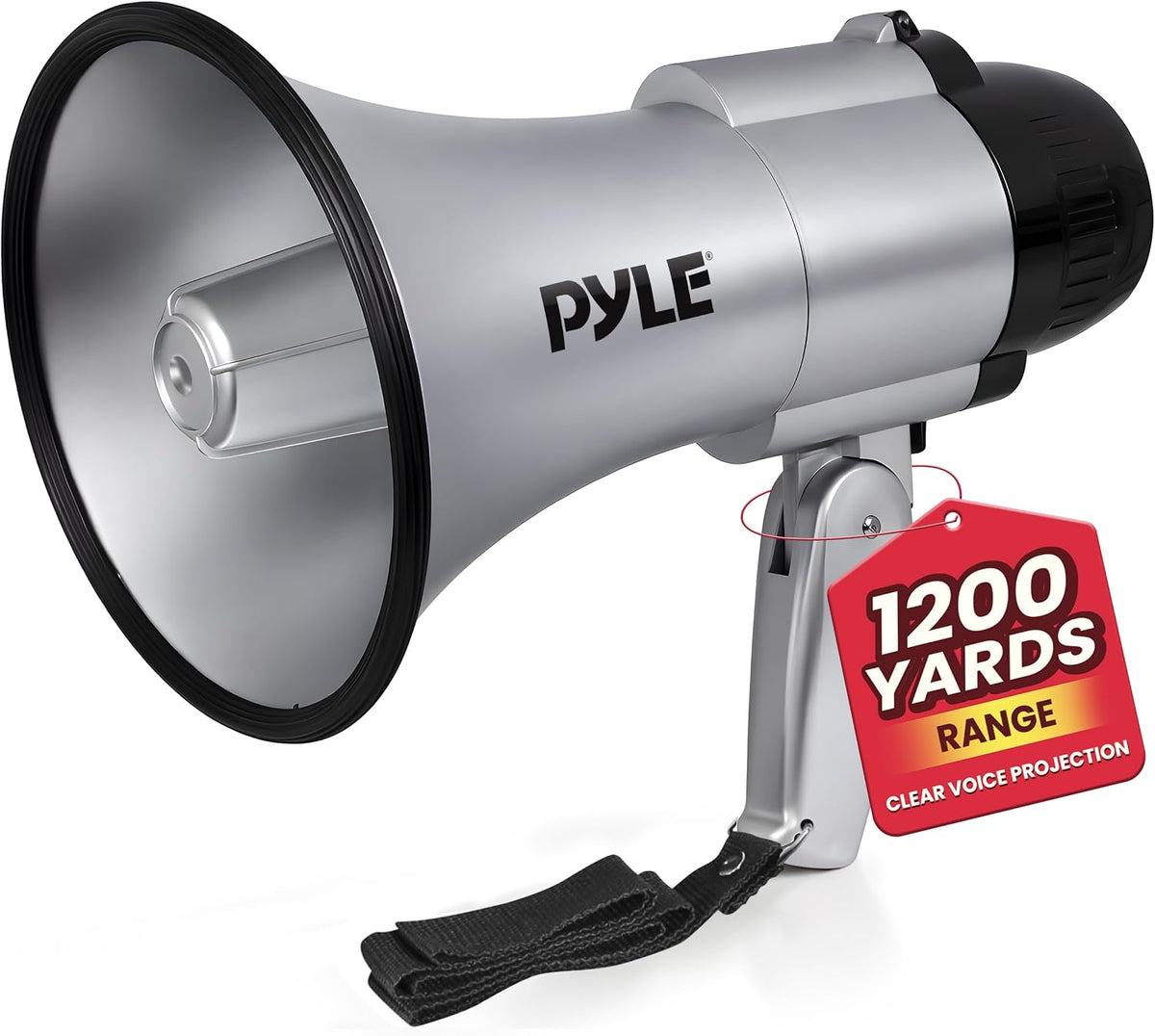 Pyle portable megaphone speaker front view and speaker grille
