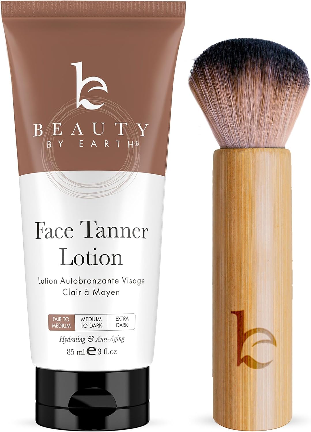 Beauty by Earth face tanner front view bottle packaging