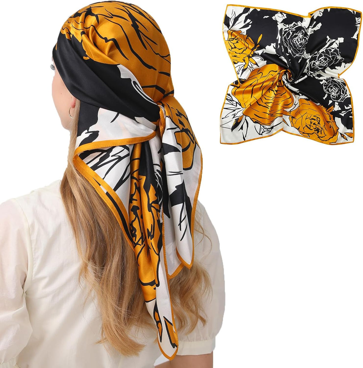 100% Mulberry Silk Head Scarf for Sleeping 35"x35" Square Silk Hair Scarf for Women Lightweight Bandana Large - Image 15