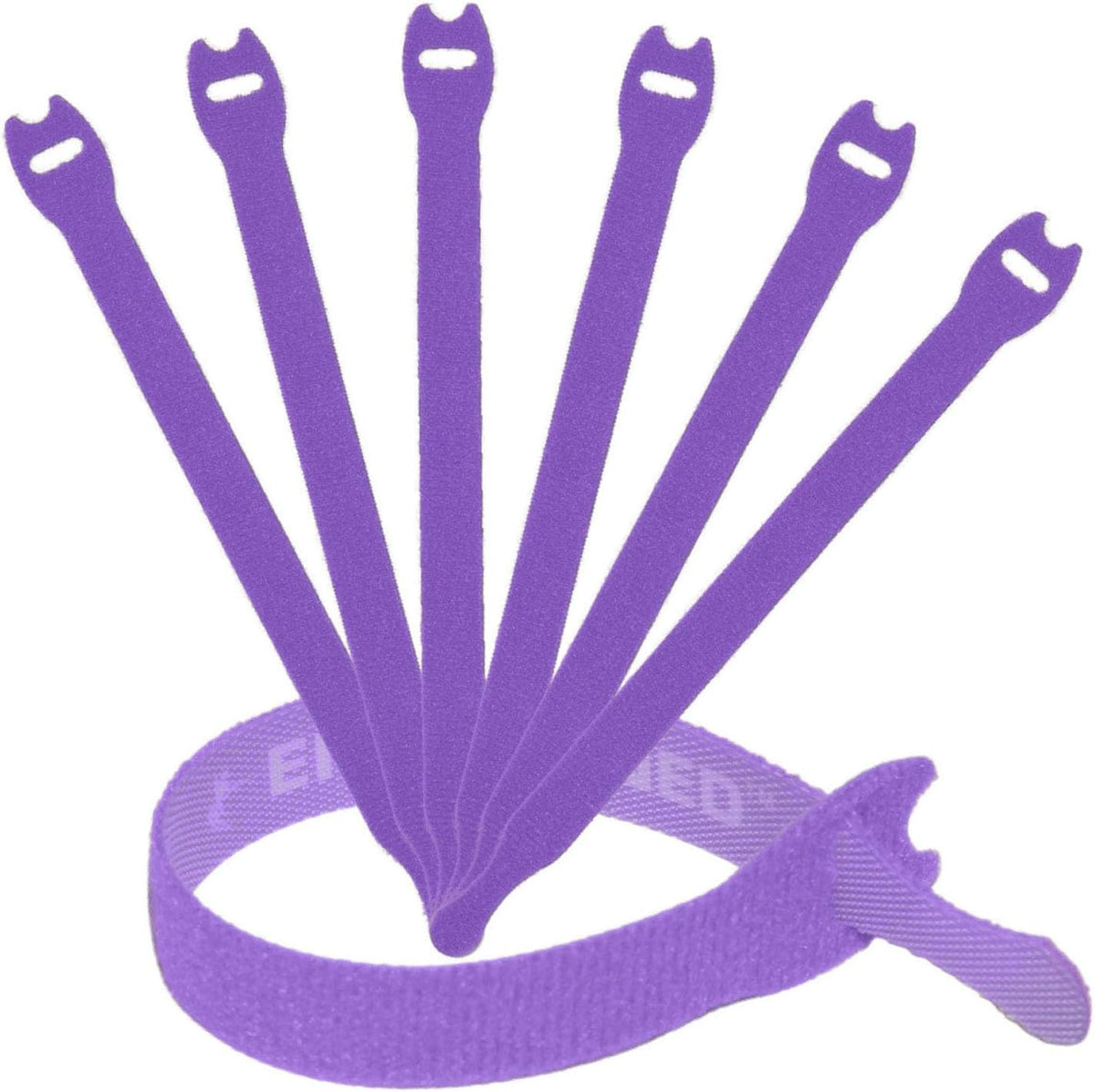 Envisioned reusable cable ties front view showcasing purple color and packaging