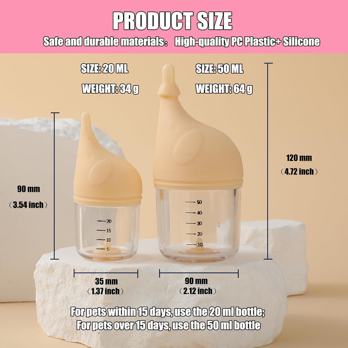 LogFaadCoi premium pet nursing kit packaging layout with replacement parts