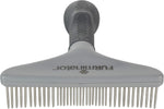 Close up of rotating metal teeth on FURminator rake