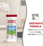 Nature's Miracle litter box cleaning wipes safely formulated for homes with cats and kittens.