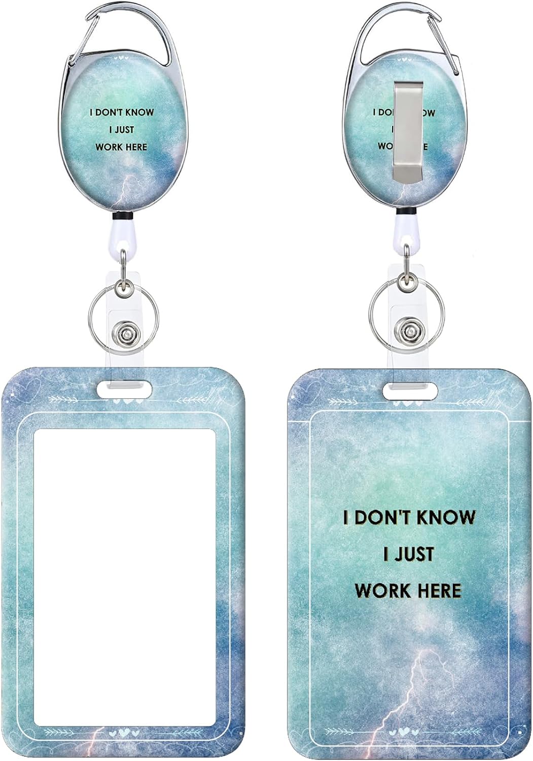 Retractable Badge Holder, Cute Print Pattern Belt Clip Badge Reel with Keychain, Name Tag Work Vertical Id Card Protector for Nurse Medical Teacher Student (Milk Cow Print) - Image 12