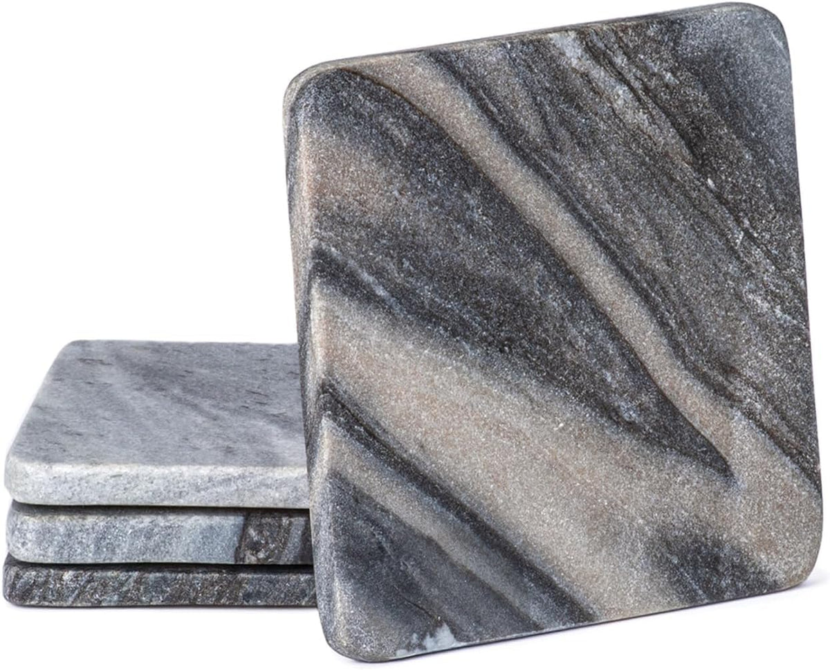 Thirstystone natural marble square coasters front view