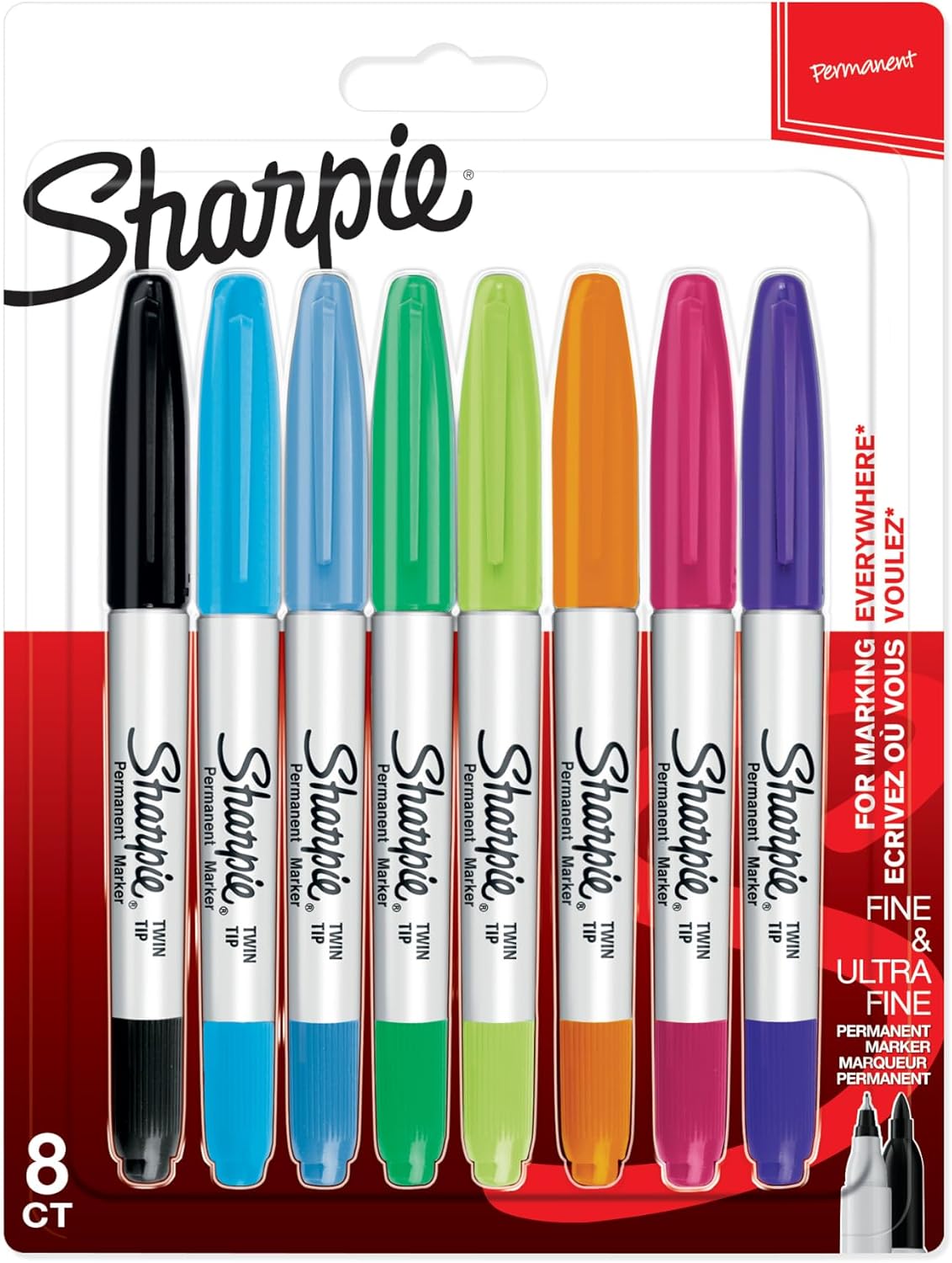 Sharpie Twin Tip Permanent Markers | Fine & Ultra-Fine Points | Black | 2 Count - Image 9