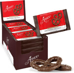 Side profile of Asher's kosher chocolate pretzel box