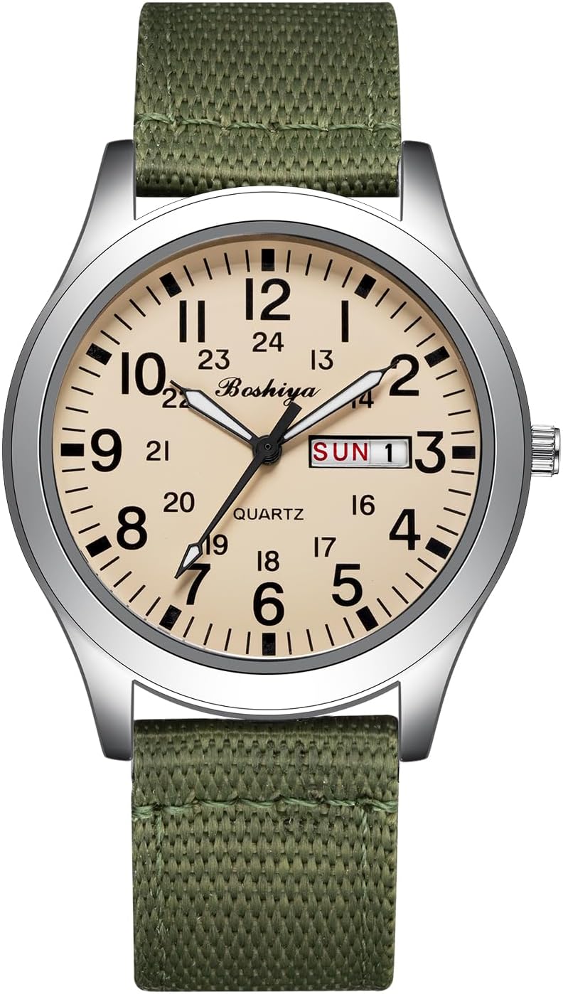 BOSHIYA Men's Military Tactical Field Watches Outdoor Sports/Work Watch Waterproof Analogue Quartz Watches Minimalist Lightweight Nylon Watch - Imported Japanese Movement/40mm Waterproof/Date Display - Image 11