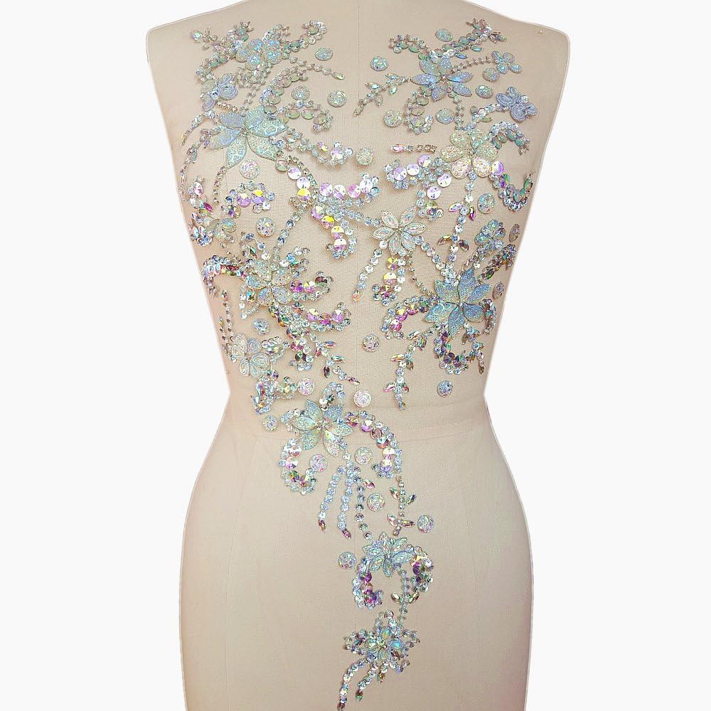 Succi Shan handmade beaded crystal AB patch front view
