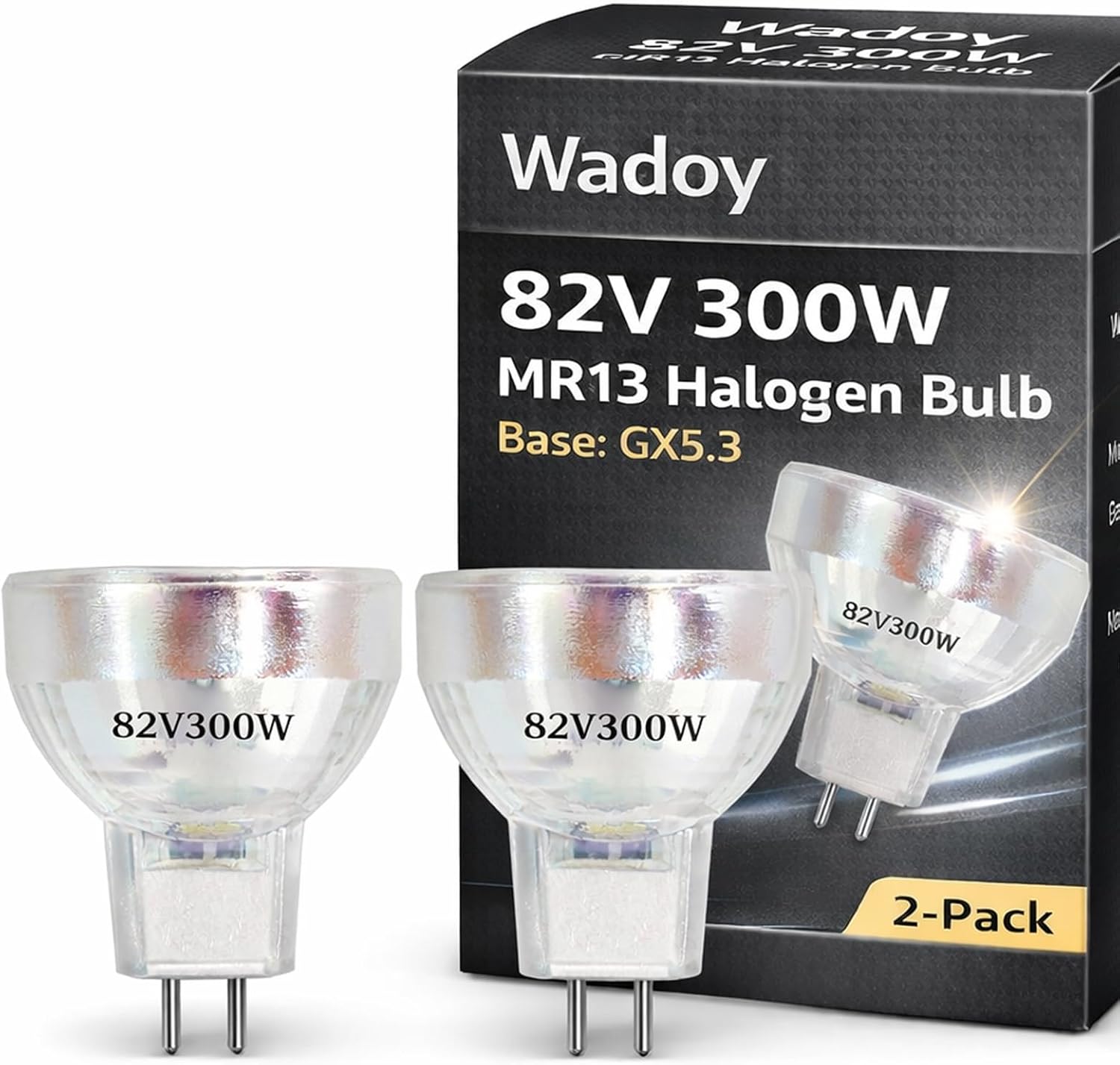 Wadoy FH-S 82V 300W projector bulb front view showing the GX5.3 two pin base connection