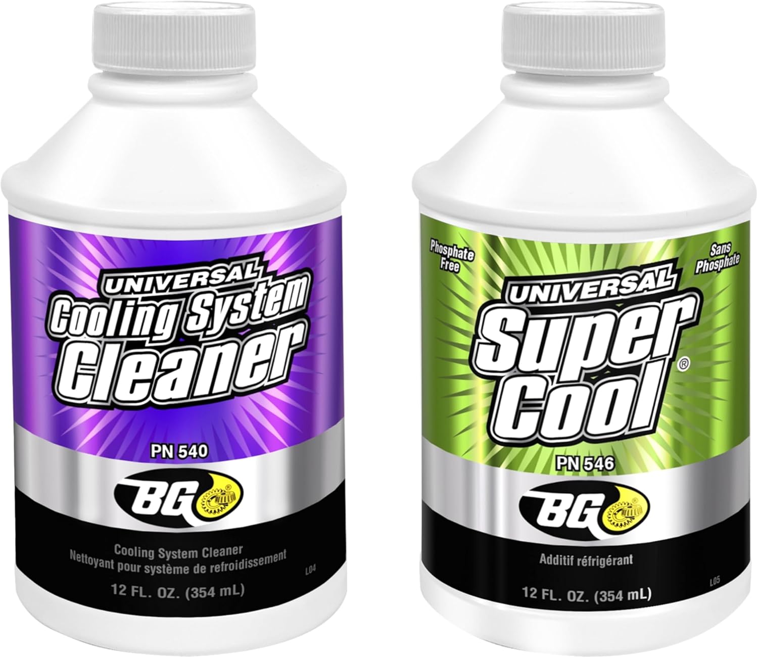Smilyeez BG K5901 cooling system flush kit front view showing cleaner and additive bottles