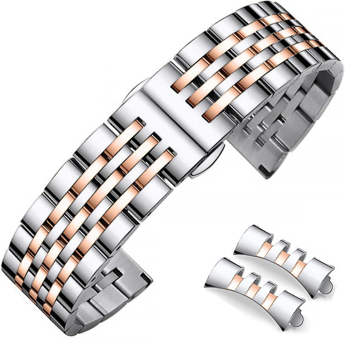 Stainless Steel Watch Band Straight & Curved End 14mm 16mm 18mm 19mm 20mm 21mm 22mm 23mm 24mm Premium Polished Metal Watch Band Bracelet Universal Smartwatch Replacement Strap Men Women - Image 12
