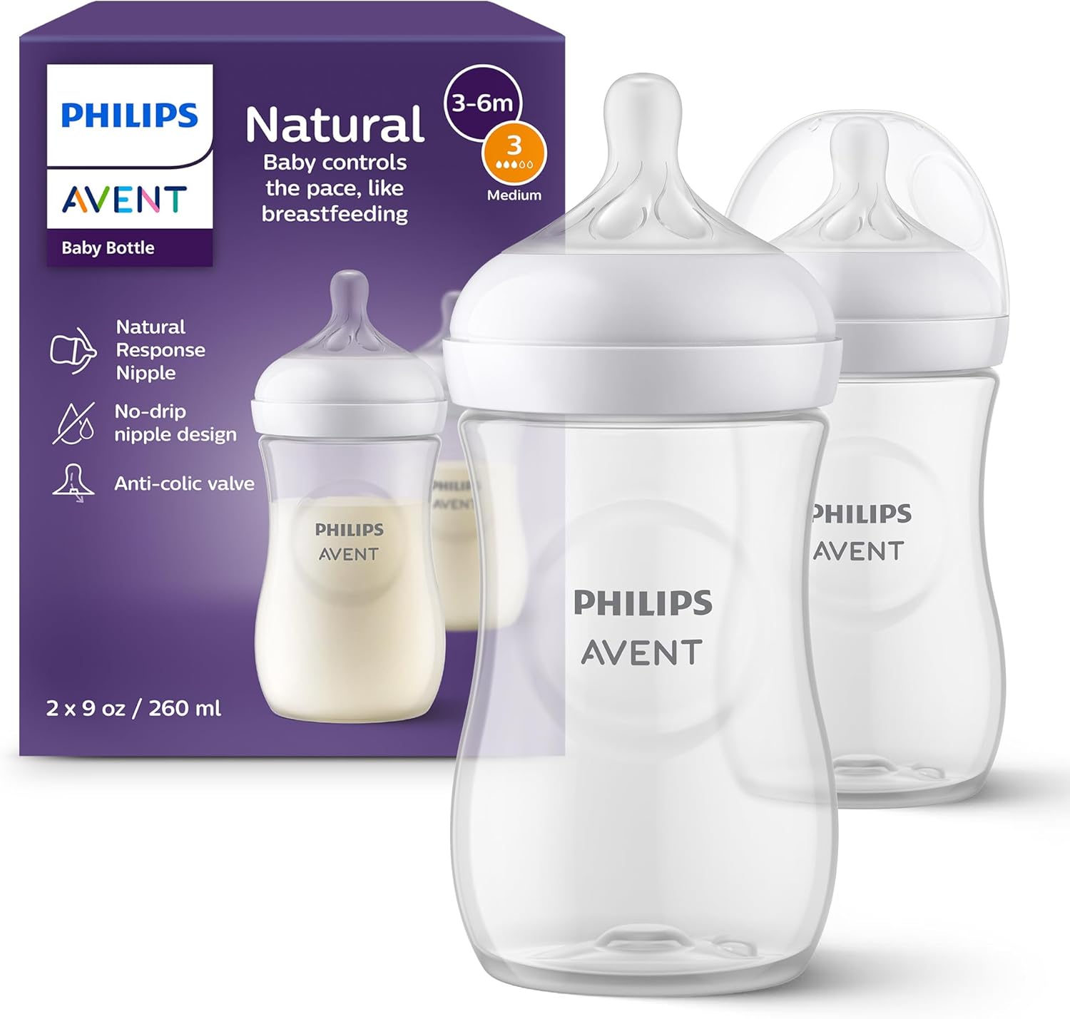 Philips Avent Natural Response baby bottle front view