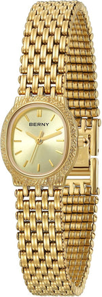 BERNY Vintage Gold Watch for Women, Small Oval Quartz Wrist Watch with Tool | 3ATM Waterproof, Dainty Ladies' Bracelet Style, Japanese Quartz Movement, Great Gift for Her, Resizing Tool Included - Image 10