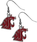 Siskiyou Washington State Cougars chrome dangle earrings front view fan accessory