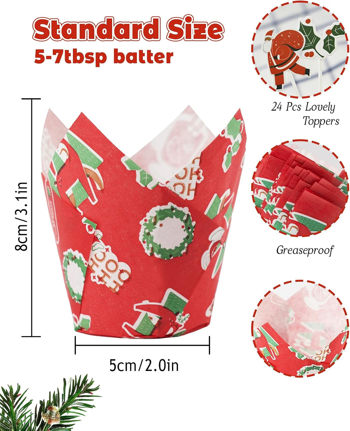 Bake Choice standard muffin baking cups featuring festive Santa and polar bear patterns