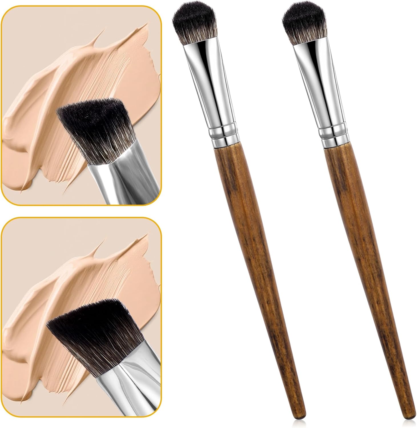 Hadnves 2 piece triangular concealer brush set showing angled bristles for precise makeup application.