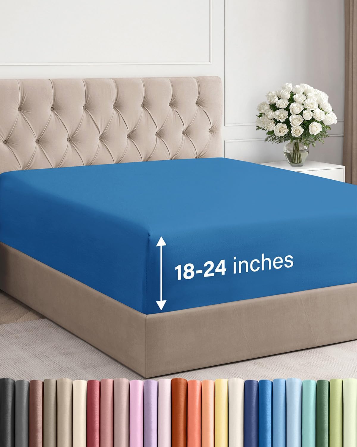 Extra Deep Twin Fitted Sheet - Single Fitted Sheet Only - Purple | Easily Fits 18 inch to 24 inch Mattress, Soft, Wrinkle Free, Breathable & Comfy, Extra Deep Pockets Hotel Luxury Fitted Sheet - Image 11