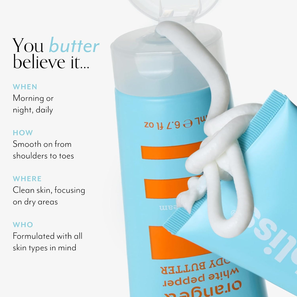 Texture shot of the lightweight fast absorbing Bliss body lotion formula.