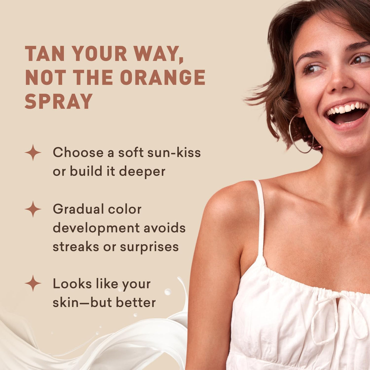 Just Nutritive Sunless Tanning Lotion application demonstration on arm
