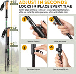 Hiker holding ultralight carbon fiber trekking poles on trail