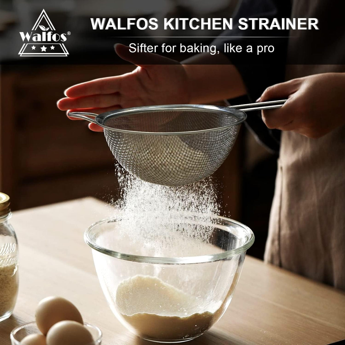 Walfos kitchen sifter set hanging for easy storage