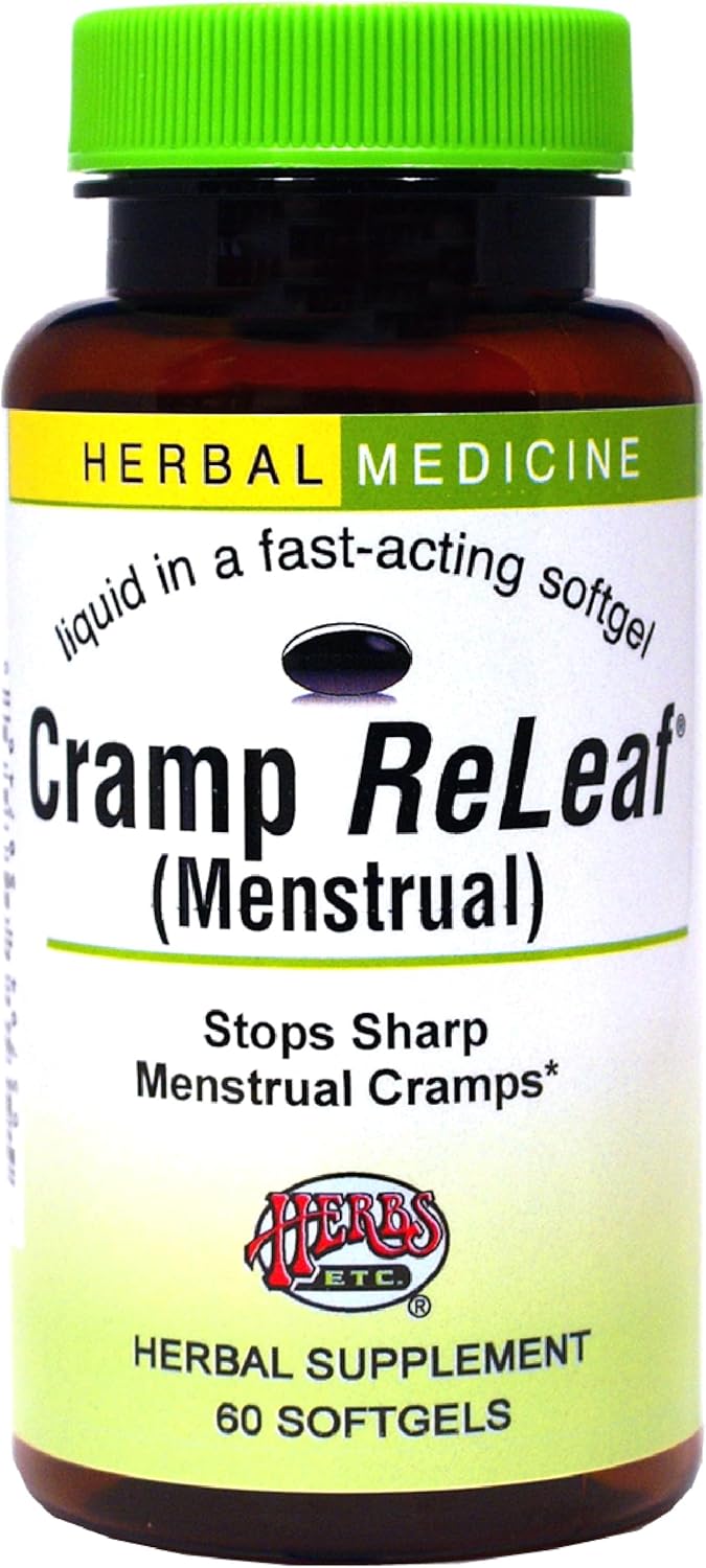 Herbs Etc. Cramp ReLeaf (Menstrual) - Abdominal Muscle Support - Herbal Supplement to Aid Menstrual Health - Period Cramp Support with Black Haw, Cramp Bark and Bethroot - 60 Softgels (60 Servings) - Image 1