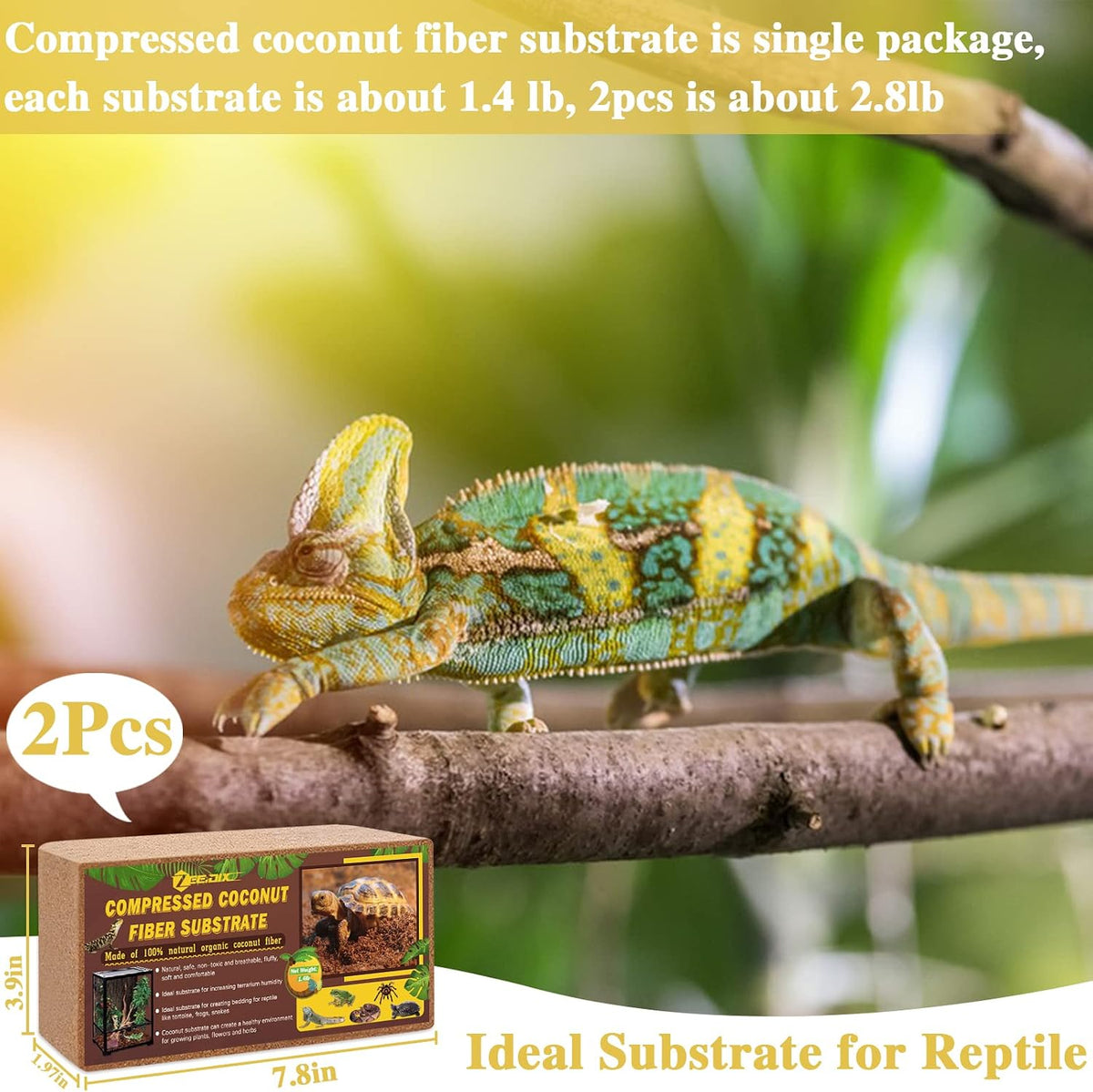 Organic coco coir brick expanding in water for reptile bedding
