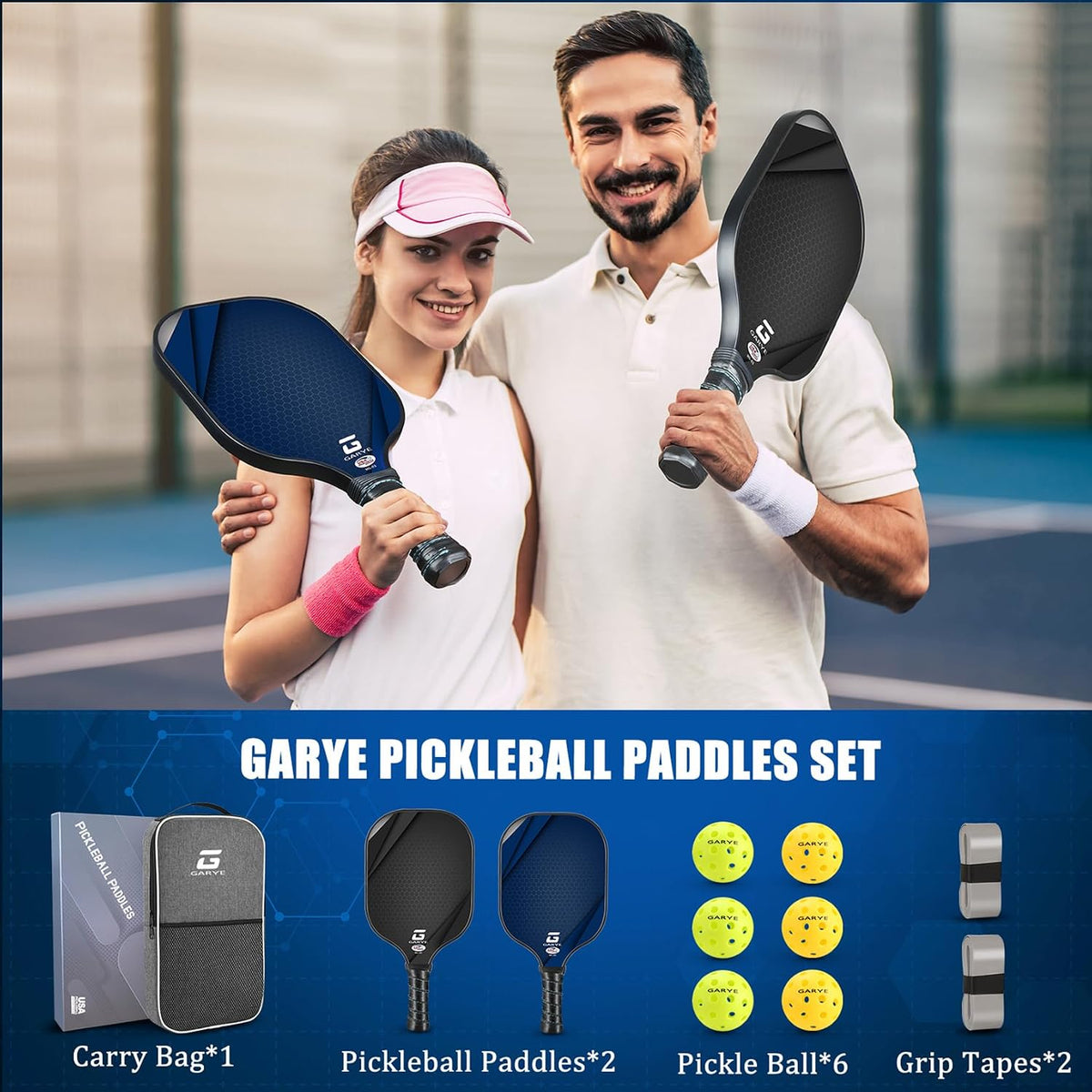 GARYE pickleball paddle edge guard and honeycomb core profile